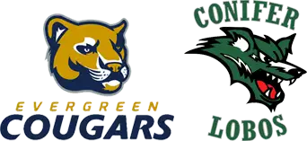 Evergreen High School and Conifer High School logos